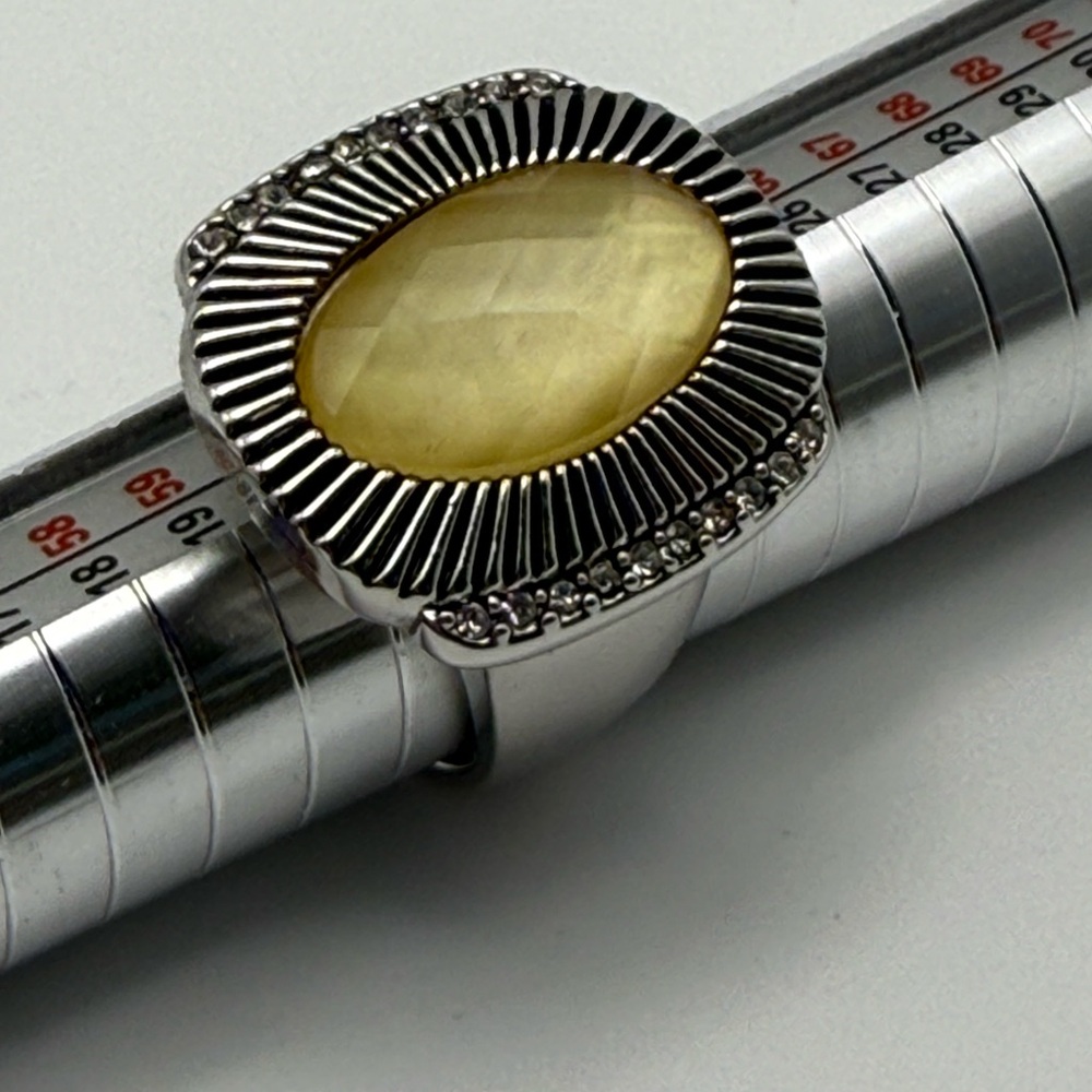 Lia Sophia Silver Ring with Yellow Gemstone
